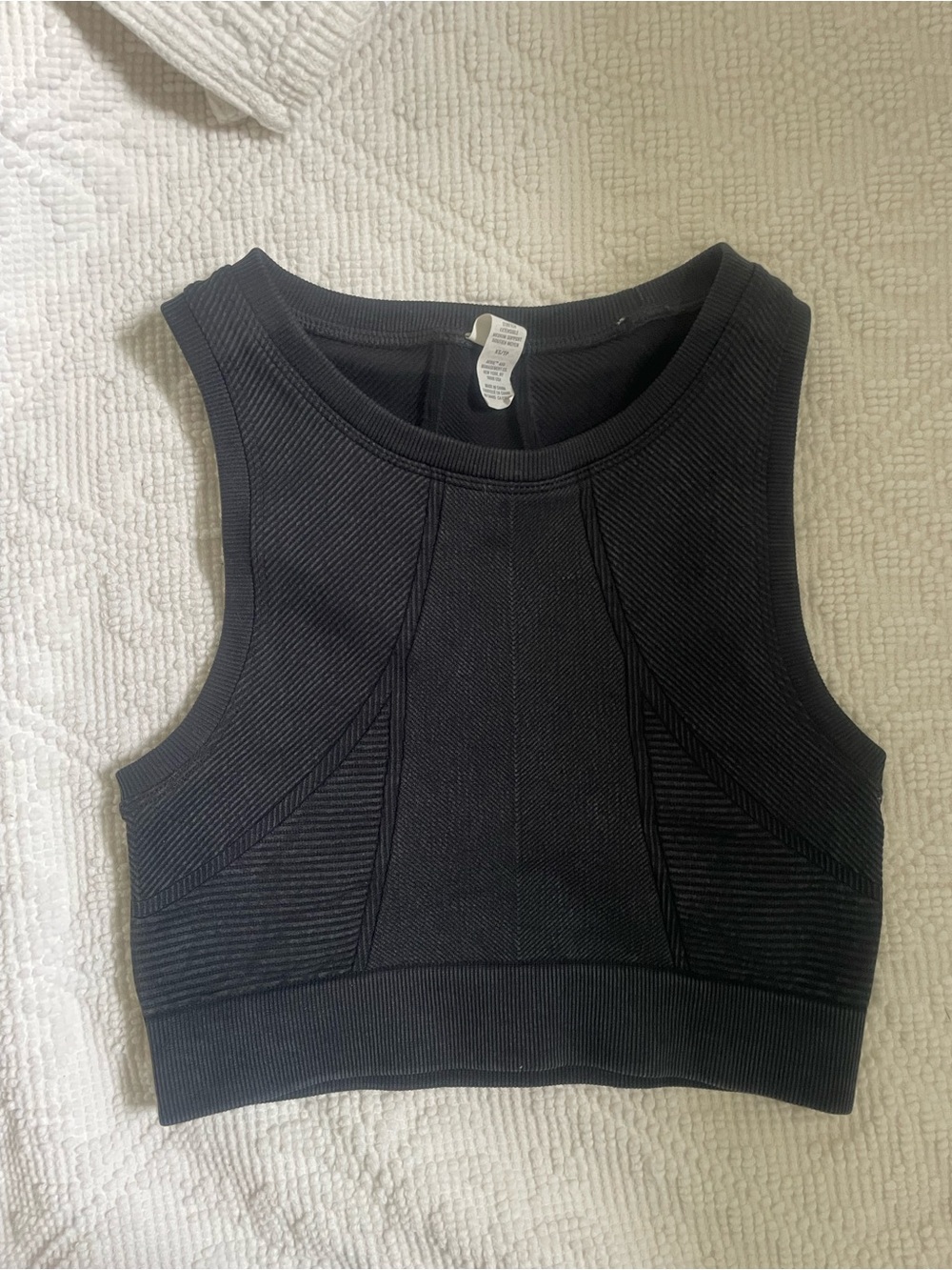 Women's Black Ribbed Crop Tank Top Aerie XS